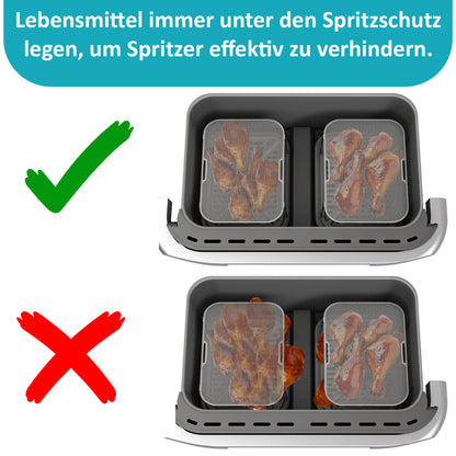 2x ZauberFry Spritzschutz, NEUE VERSION mit Gummifüßen, Effektiver Fettspritzschutz, kompatibel mit Ninja AF300EU, AF500EU, SL400EU und vielen weiteren Heißluftfritteusen, Zubehör