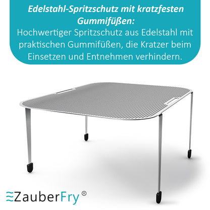 2x ZauberFry Spritzschutz, NEUE VERSION mit Gummifüßen, Effektiver Fettspritzschutz, kompatibel mit Ninja AF300EU, AF500EU, SL400EU und vielen weiteren Heißluftfritteusen, Zubehör