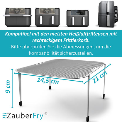 2x ZauberFry Spritzschutz, NEUE VERSION mit Gummifüßen, Effektiver Fettspritzschutz, kompatibel mit Ninja AF300EU, AF500EU, SL400EU und vielen weiteren Heißluftfritteusen, Zubehör