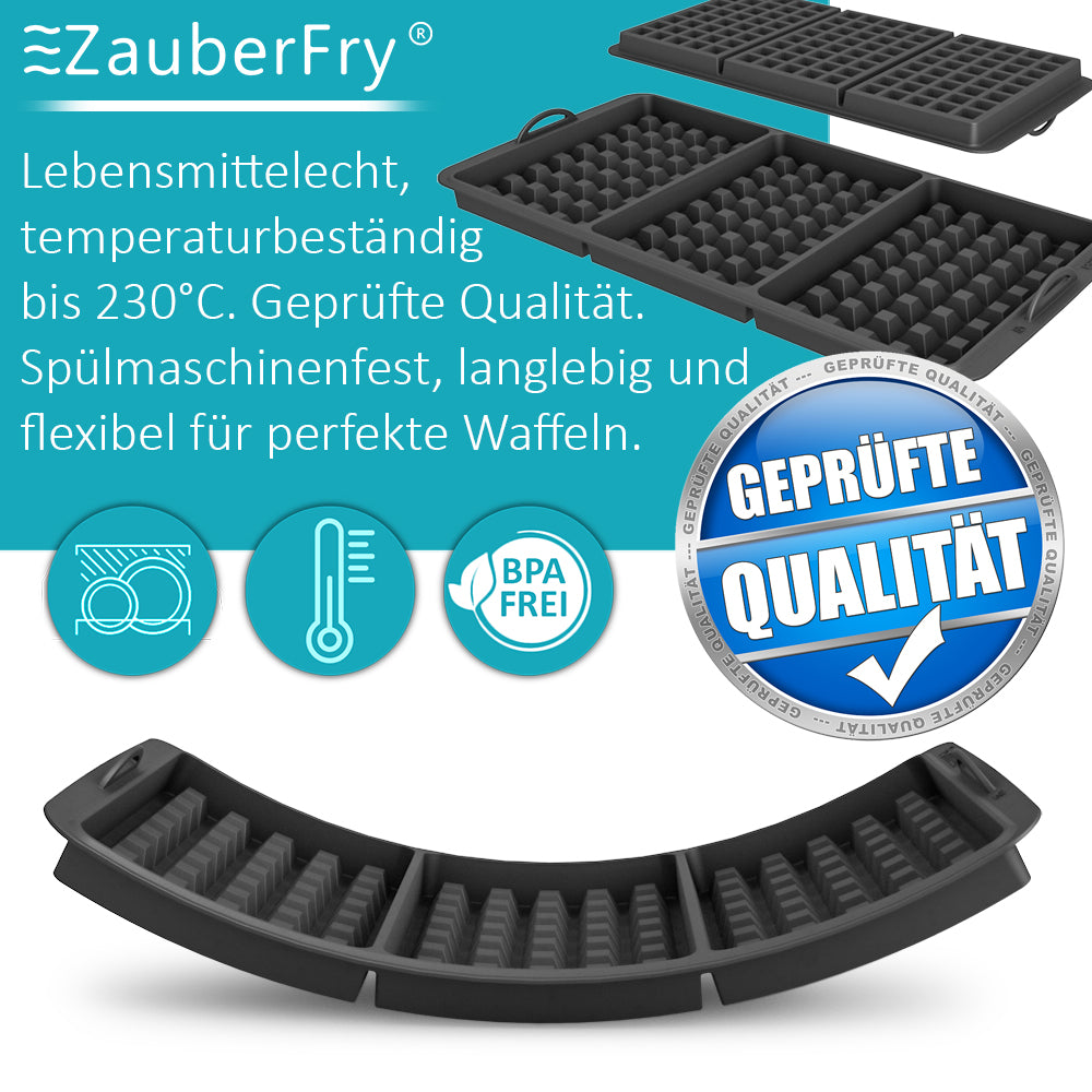 Waffeleinsatz kompatibel mit Tefal OptiGrill XL, 4in1 XL, 2in1 XL, Elite XL, Plus + XL, Elite Plus XL, Backschaleneinsatz aus Silikon, Belgische Waffeln, Waffel, Zubehör