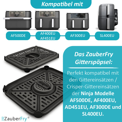 2 x Bouchons de grille ZauberFry compatibles avec les friteuses à air chaud Ninja AF300EU, AF400EU, AF451EU, AF500DE et SL400EU, plus de nourriture qui tombe, accessoires, qualité alimentaire, sans BPA, résistant à la température
