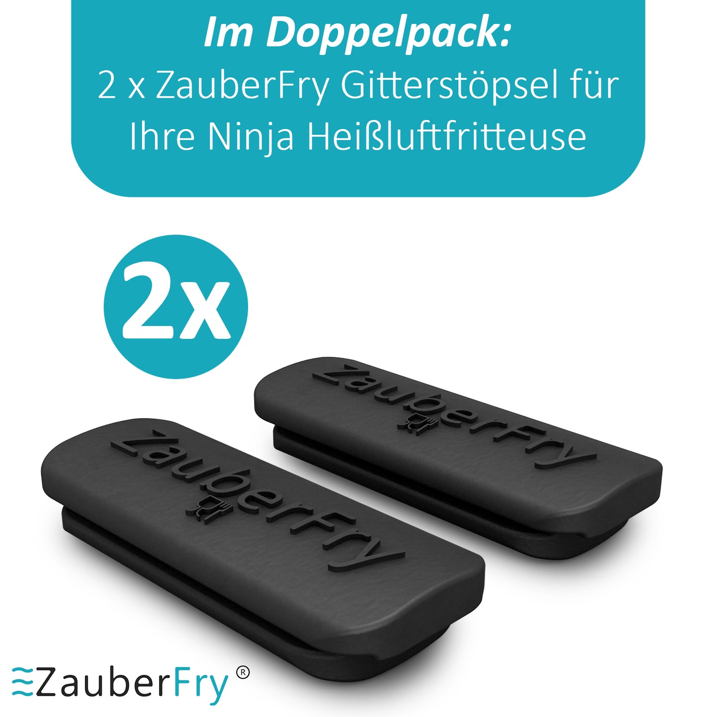 2 x Bouchons de grille ZauberFry compatibles avec les friteuses à air chaud Ninja AF300EU, AF400EU, AF451EU, AF500DE et SL400EU, plus de nourriture qui tombe, accessoires, qualité alimentaire, sans BPA, résistant à la température
